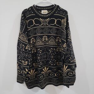 Bentley Woman Sweater Size XXL Gold And Black Luxury Metallic Tunic